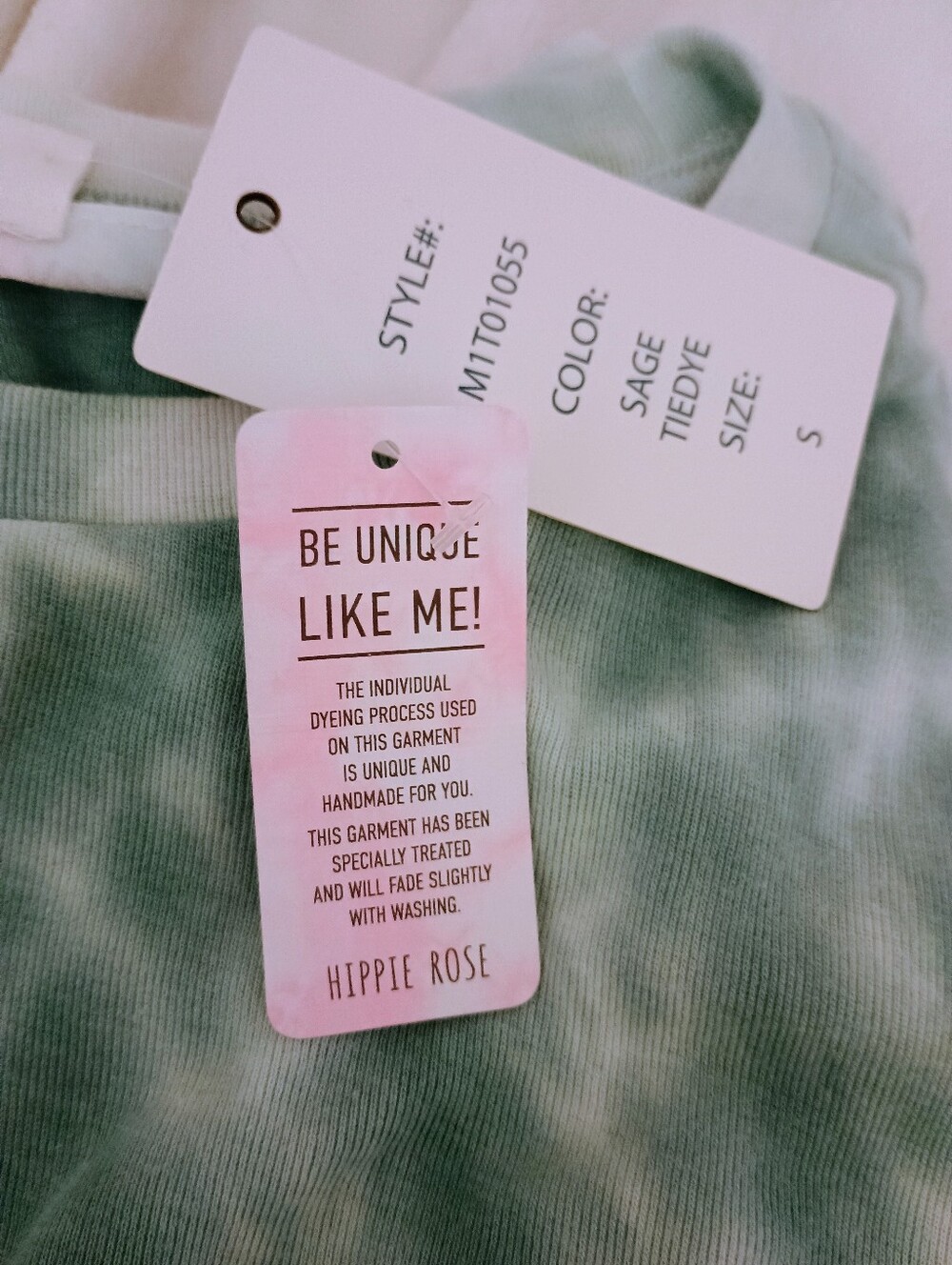 Hippie Rose Green and White Tie-Dye Knot Front Tee - Picture 5 of 5